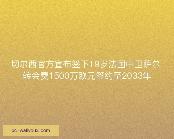切尔西官方宣布签下19岁法国中卫萨尔 转会费1500万欧元签约至2033年